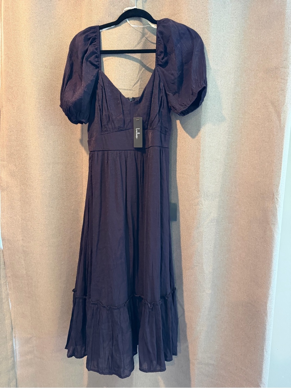 Lulu's Plum Puff-Sleeve Maxi Dress